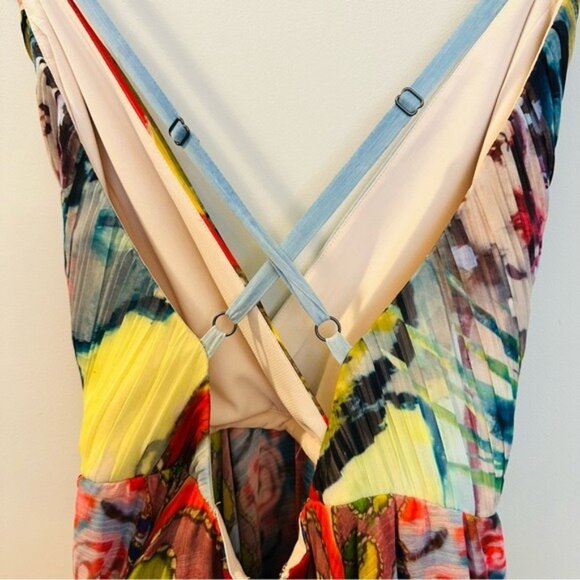 Alice + Olivia Orly Lola Lady Dress Size 2 Boho Resort Maxi Handkerchief Hem - Picture 11 of 14